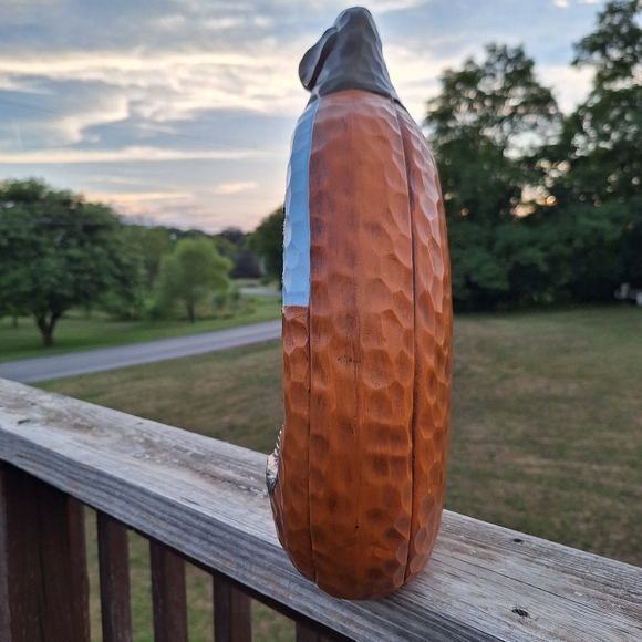 Gorgeous Hand Painted 15" Ceramic Pumpkin Fall Autumn Scene Cobblestone Church - Picture 5 of 9